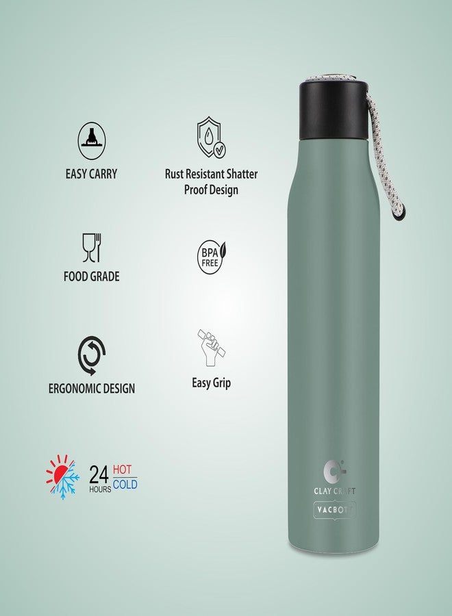 Clay Craft Vacbott Vaccum Bottle, Kitkat Double Walled 24 Hours Hot and Cold Water Bottle, 700ml (Green) Steel Water Bottles for School, Office, Home, Gym, Leakproof, Rust free Steel Bottle - Image 3